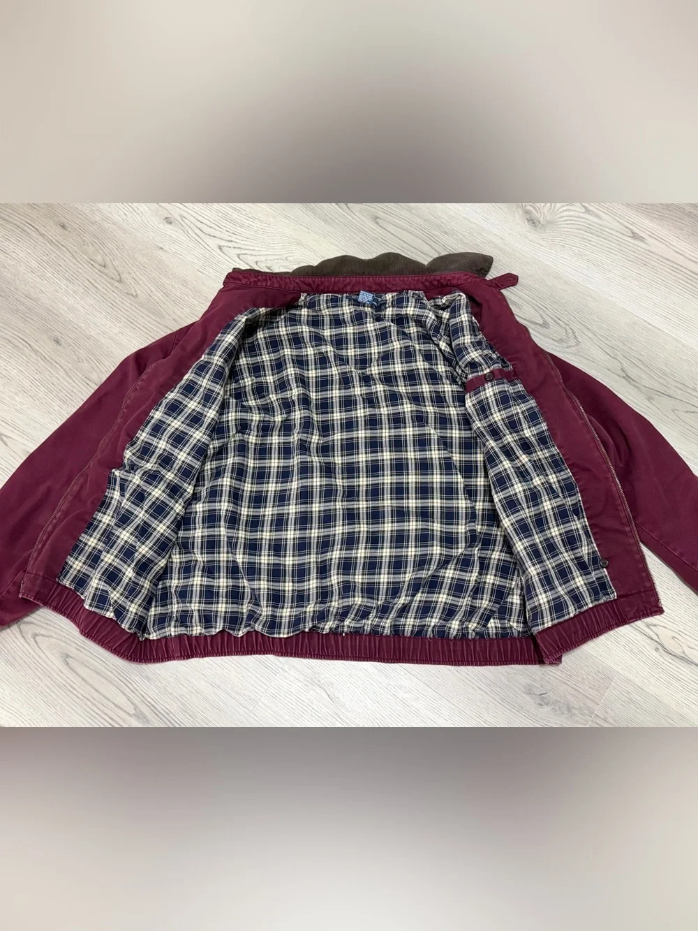 Vintage Polo Ralph Lauren Harrington Jacket Lined Corduroy Collar Burgundy XXL